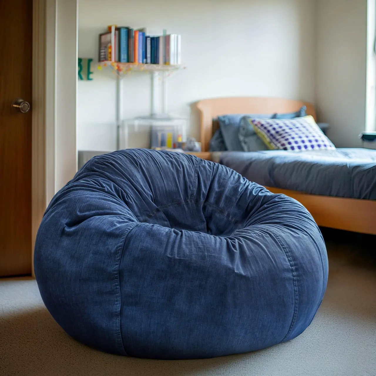 Alt view image 20 of 20 - Oversized Denim Kids Bean Bag Chair