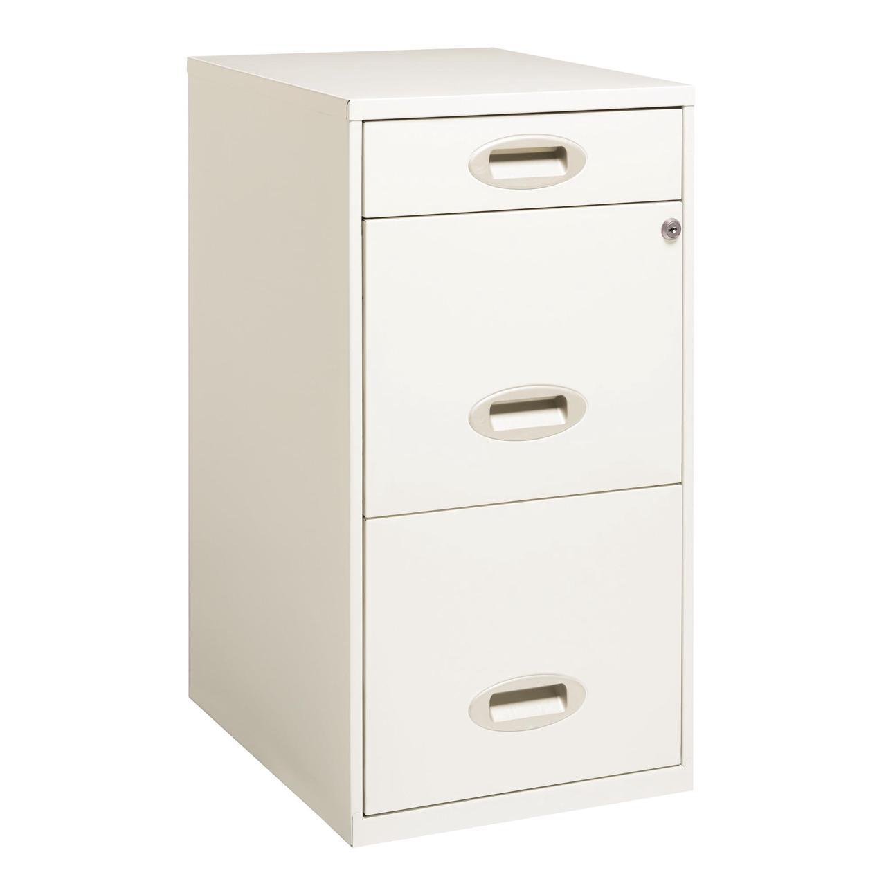 Alt view image 2 of 7 - Realspace 18"D Vertical 3-Drawer Letter-Size File Cabinet, Metal, Pearl White