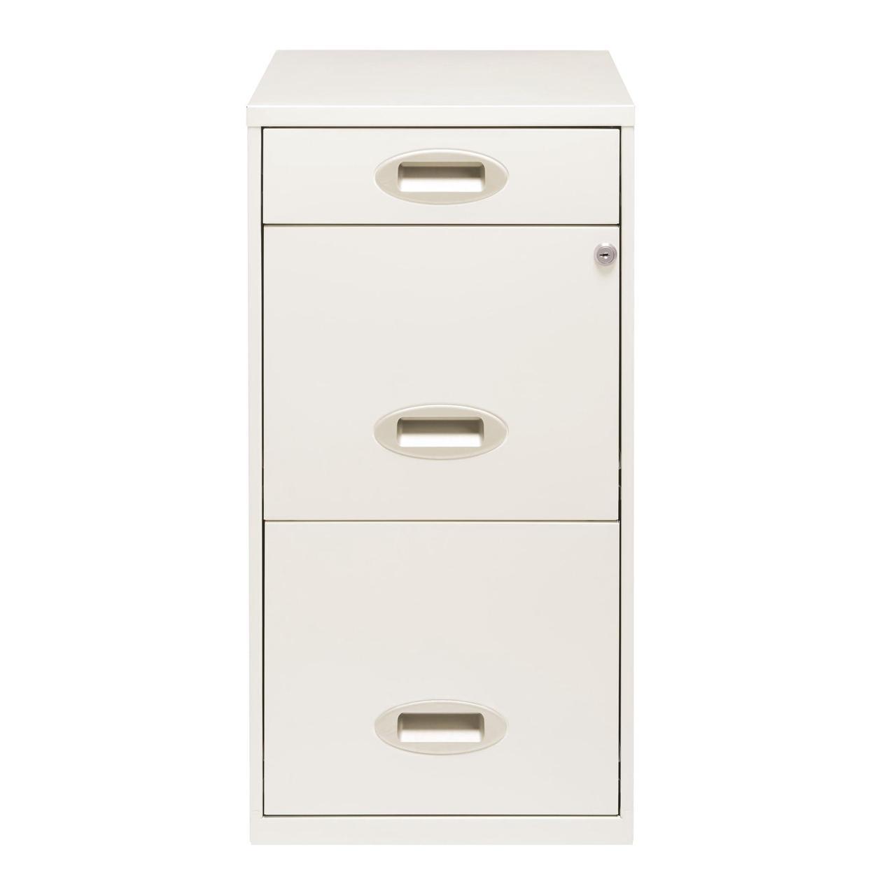 Alt view image 3 of 7 - Realspace 18"D Vertical 3-Drawer Letter-Size File Cabinet, Metal, Pearl White