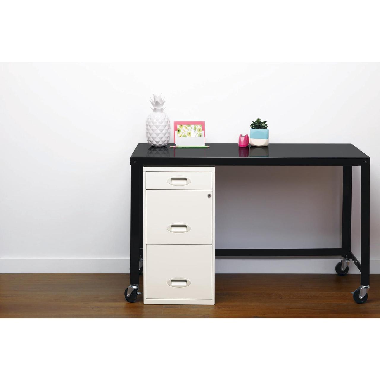 Alt view image 4 of 7 - Realspace 18"D Vertical 3-Drawer Letter-Size File Cabinet, Metal, Pearl White