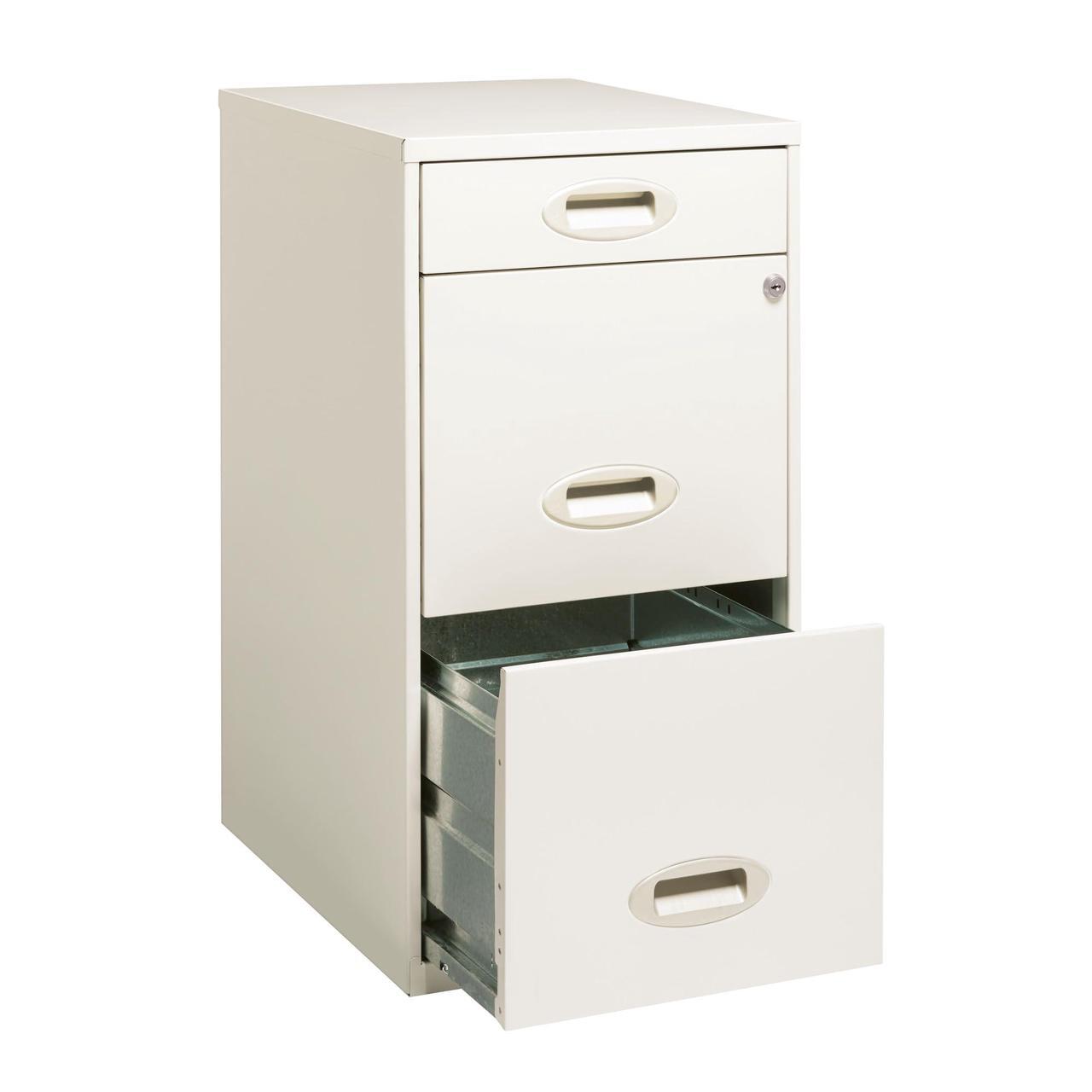 Alt view image 5 of 7 - Realspace 18"D Vertical 3-Drawer Letter-Size File Cabinet, Metal, Pearl White