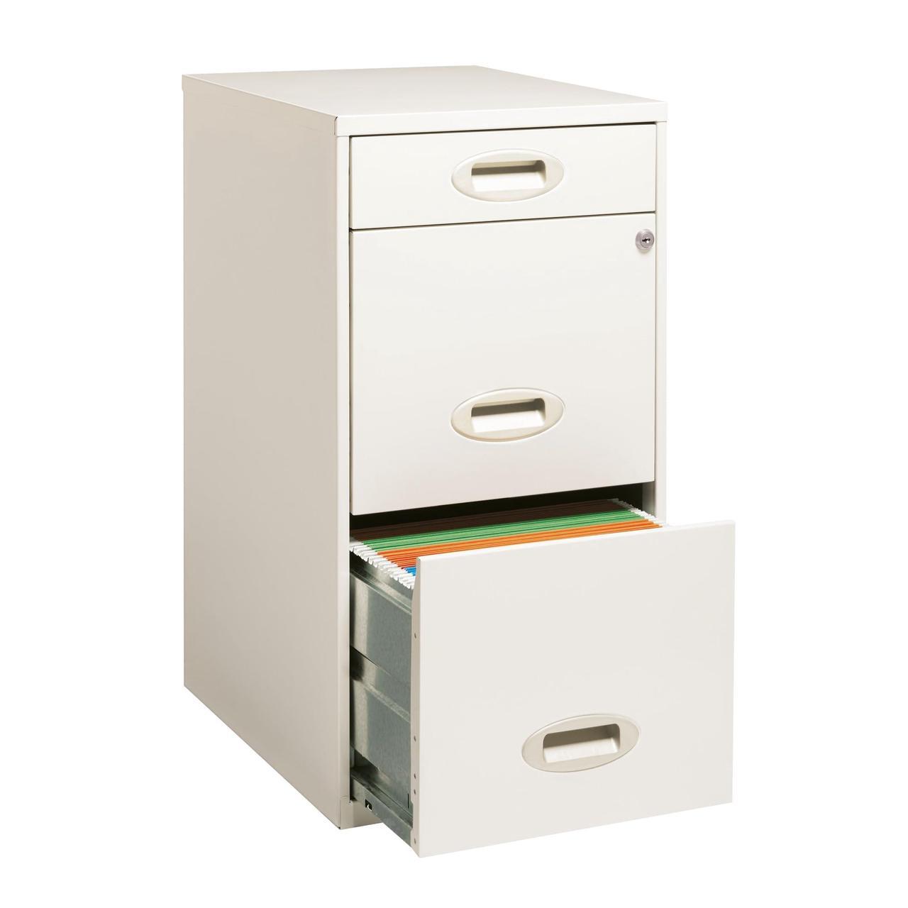 Alt view image 7 of 7 - Realspace 18"D Vertical 3-Drawer Letter-Size File Cabinet, Metal, Pearl White