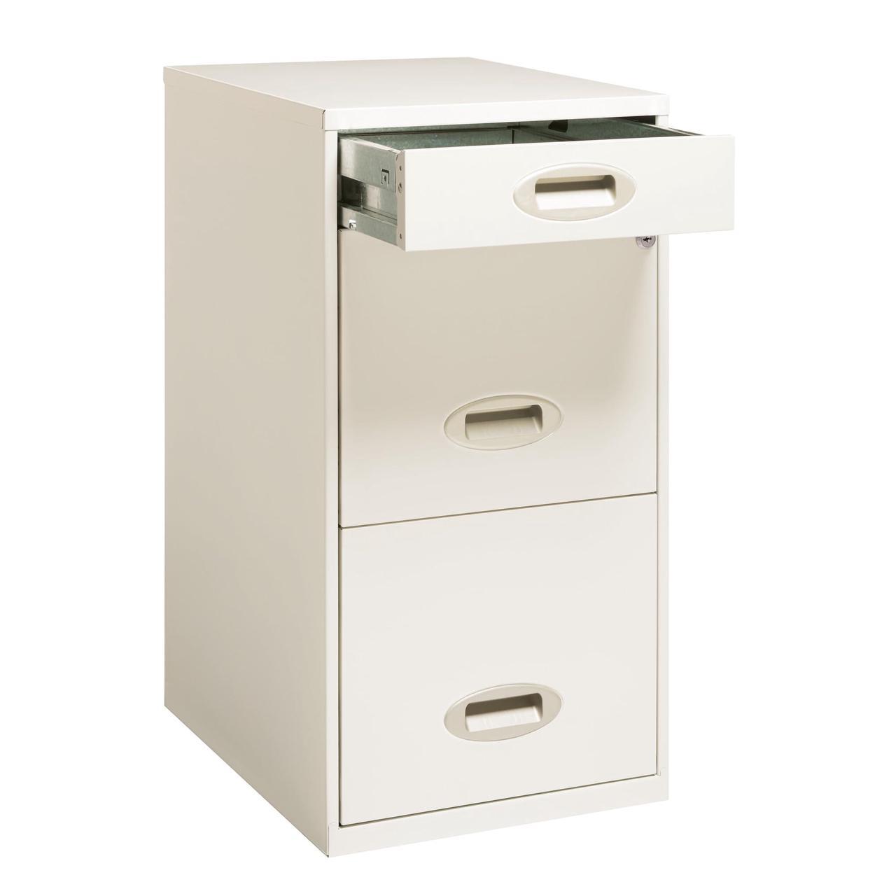 Alt view image 6 of 7 - Realspace 18"D Vertical 3-Drawer Letter-Size File Cabinet, Metal, Pearl White