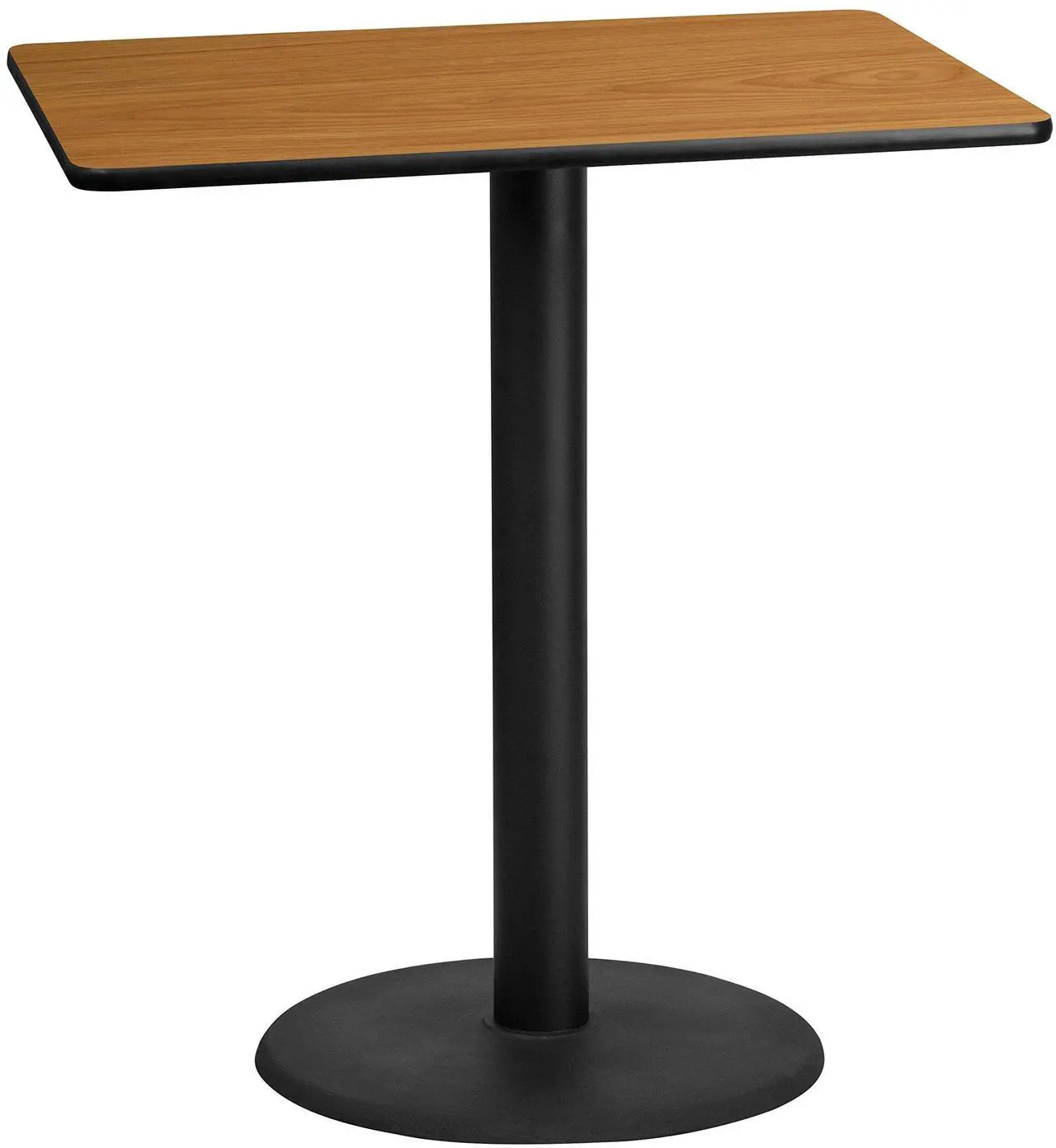 Alt view image 12 of 13 - 30'' x 42'' Rectangular Natural Laminate Table Top with 24'' Round Bar Height Table Base