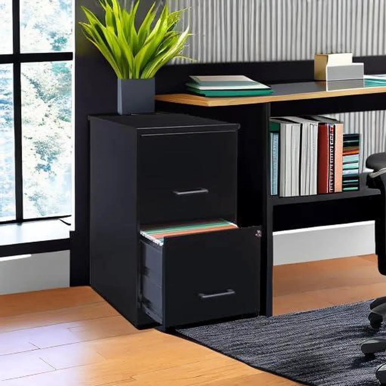 Alt view image 5 of 8 - Lorell 14341 18 Deep 2-Drawer File Cabinet, Black