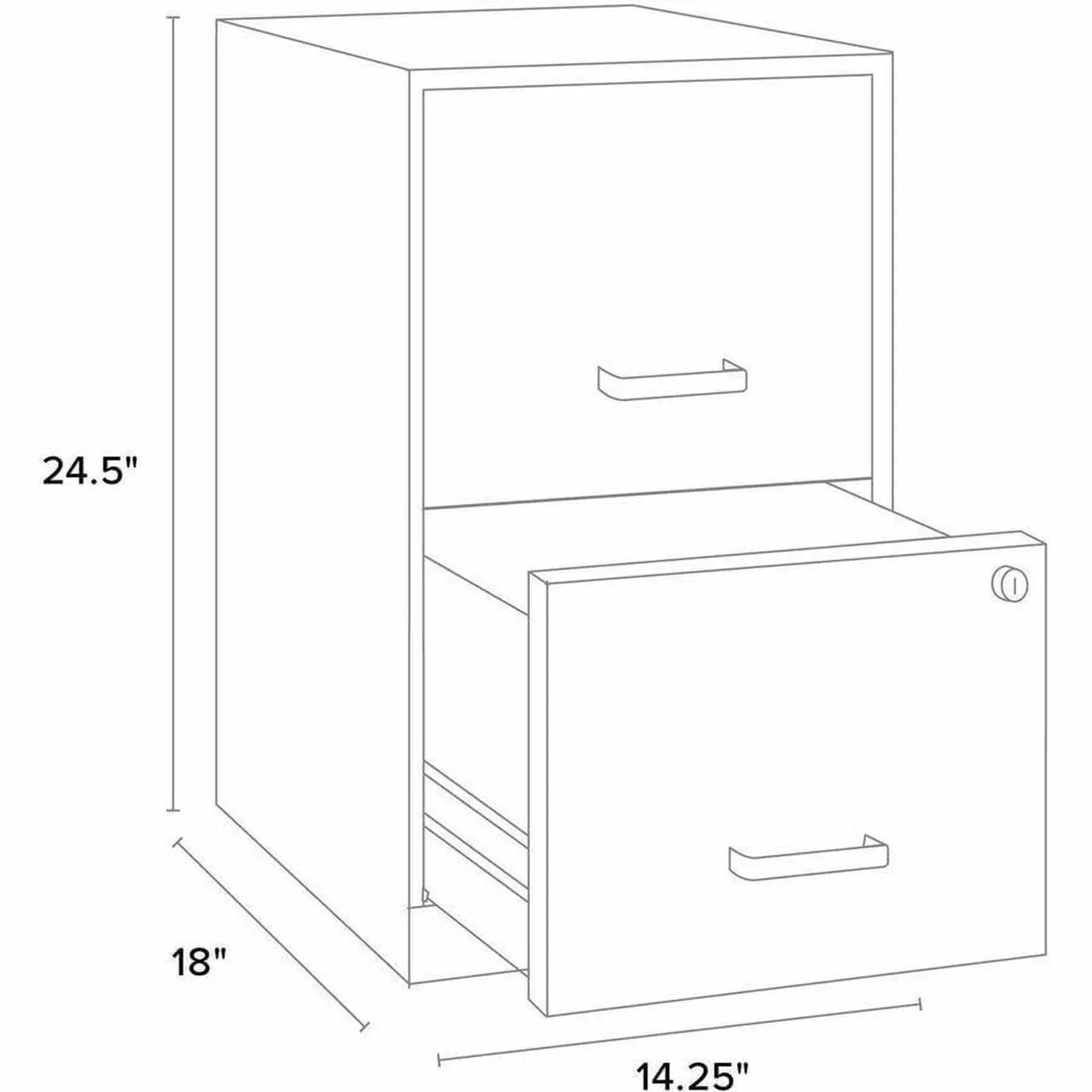 Alt view image 6 of 8 - Lorell 14341 18 Deep 2-Drawer File Cabinet, Black