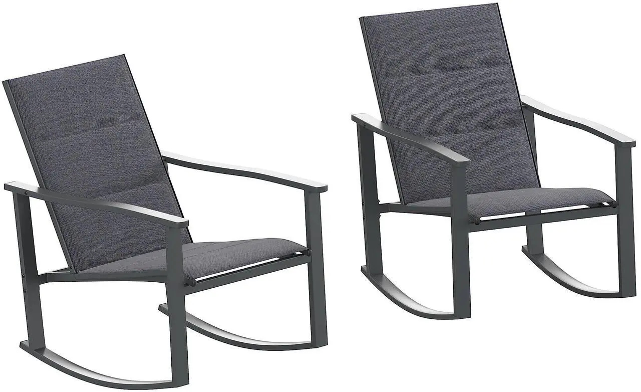 Alt view image 9 of 14 - Flash Furniture Brazos Outdoor Rocking Chairs with Flex Comfort Material Black 2/Pack (2FVFSC2315NBLK)