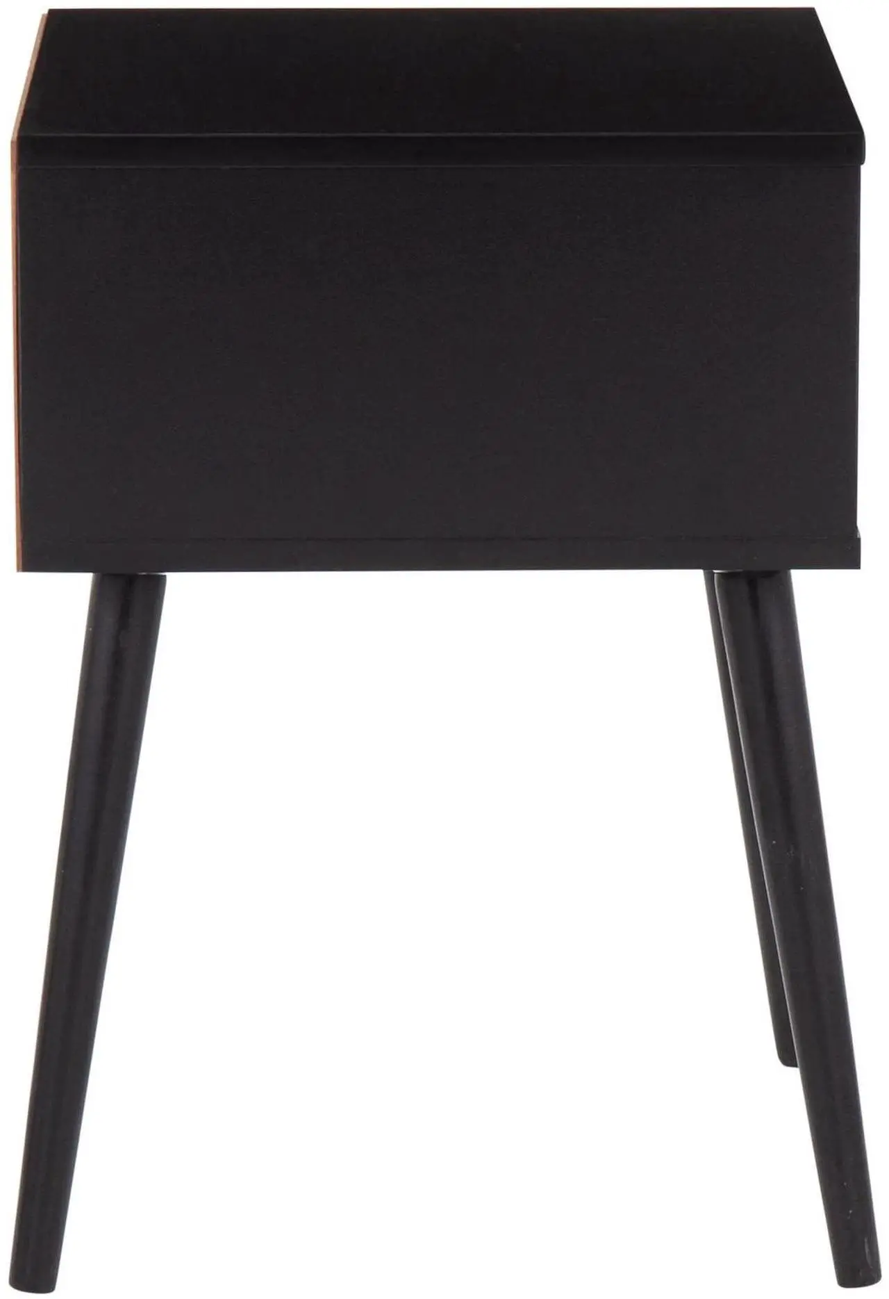 Alt view image 2 of 7 - LumiSource Bora Bora Side Table, Accent Table with Storage Drawer, Black End Table, Rattan Side Table, Small Side Table for Small Spaces, Couch Side Table, Living Room End Tables