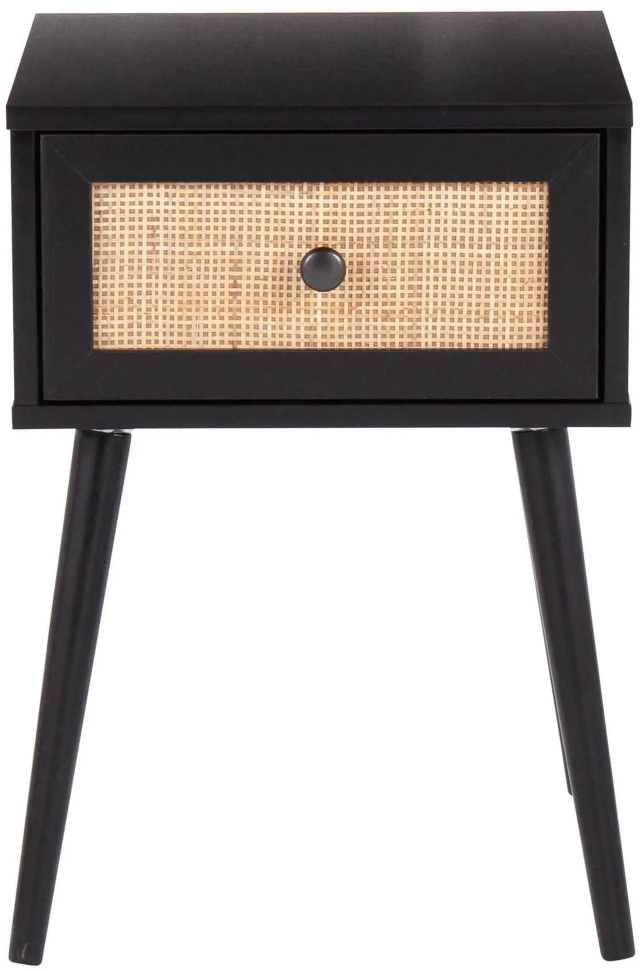 Alt view image 5 of 7 - LumiSource Bora Bora Side Table, Accent Table with Storage Drawer, Black End Table, Rattan Side Table, Small Side Table for Small Spaces, Couch Side Table, Living Room End Tables