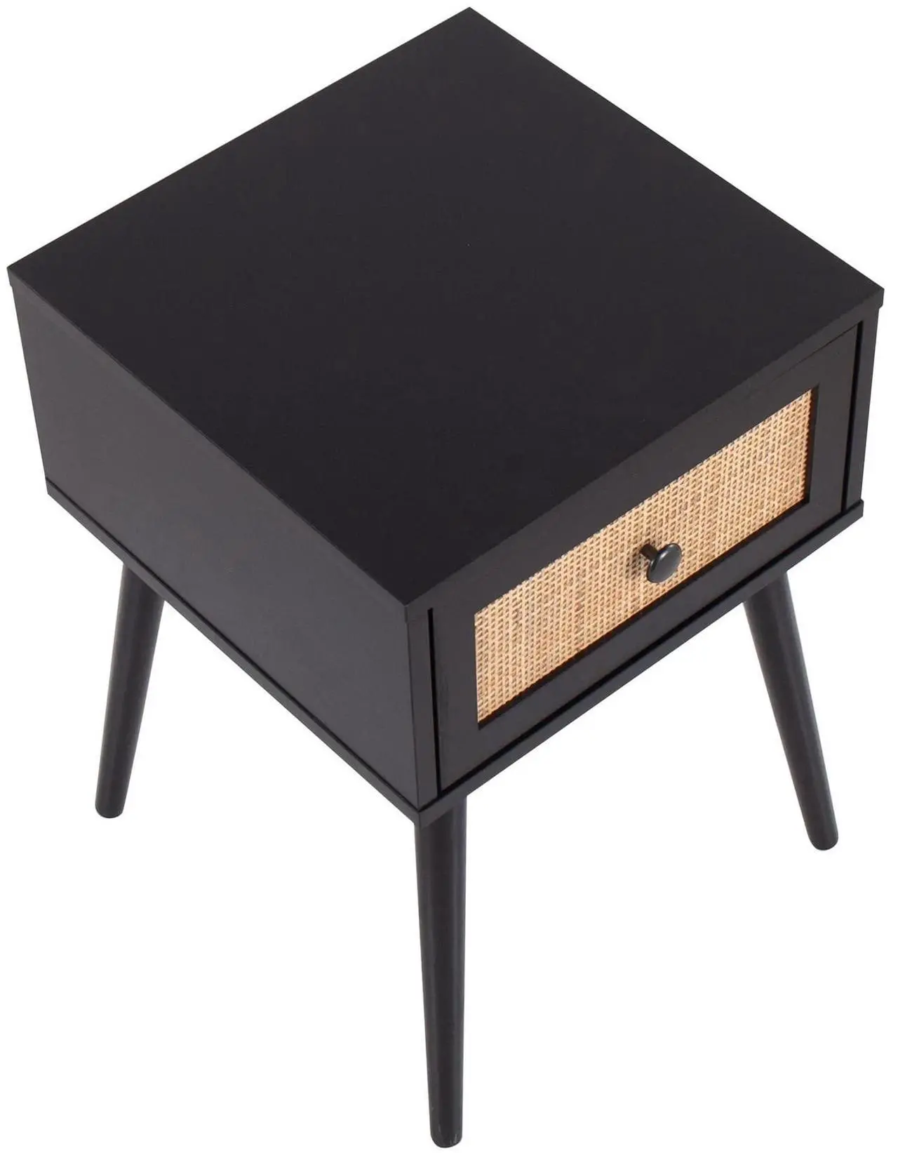Alt view image 6 of 7 - LumiSource Bora Bora Side Table, Accent Table with Storage Drawer, Black End Table, Rattan Side Table, Small Side Table for Small Spaces, Couch Side Table, Living Room End Tables