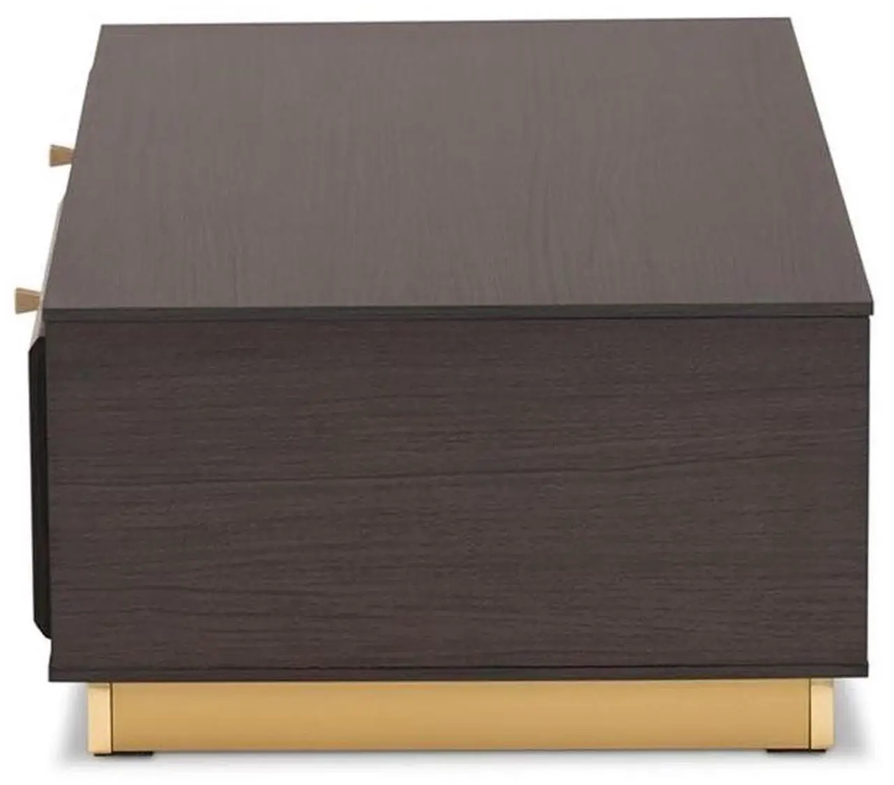 Alt view image 17 of 20 - Baxton Studio Cormac Mid-Century Modern Transitional Dark Brown Finished Wood and Gold Metal 2-Drawer Coffee Table