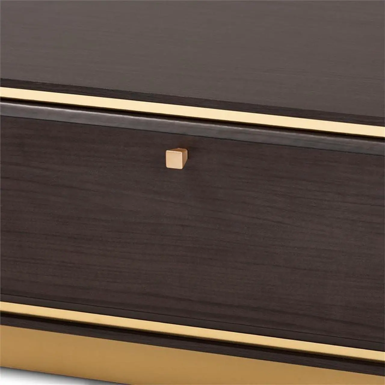 Alt view image 18 of 20 - Baxton Studio Cormac Mid-Century Modern Transitional Dark Brown Finished Wood and Gold Metal 2-Drawer Coffee Table
