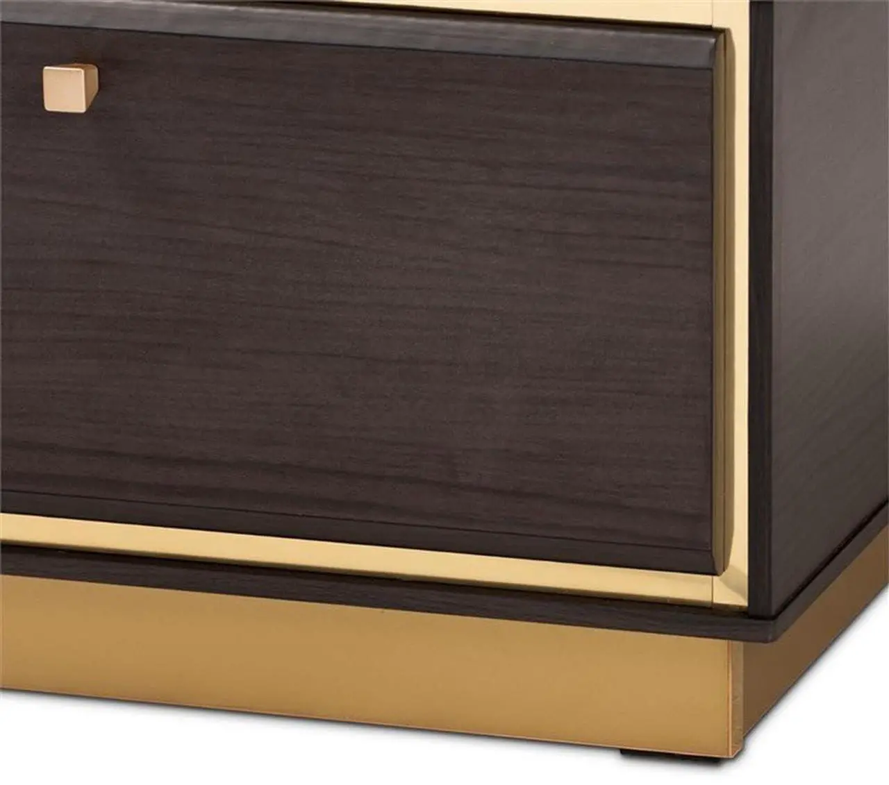Alt view image 19 of 20 - Baxton Studio Cormac Mid-Century Modern Transitional Dark Brown Finished Wood and Gold Metal 2-Drawer Coffee Table