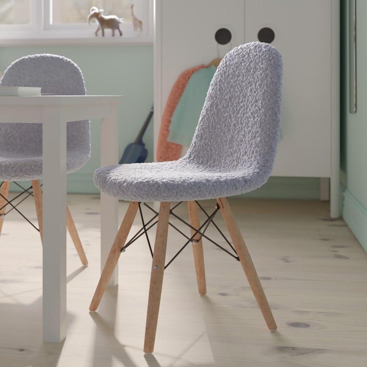 Alt view image 13 of 19 - Zula Kid's Modern Padded Armless Faux Sherpa Accent Chairs with Beechwood Legs in Gray