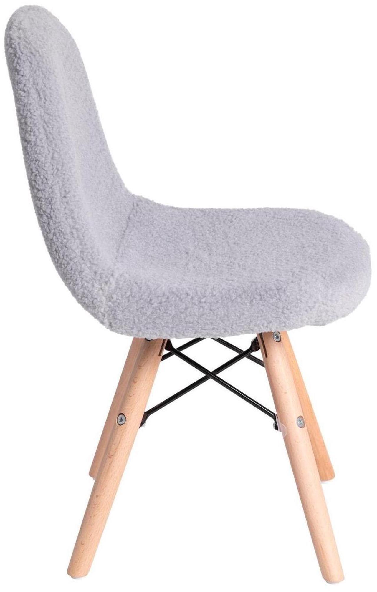 Alt view image 15 of 19 - Zula Kid's Modern Padded Armless Faux Sherpa Accent Chairs with Beechwood Legs in Gray