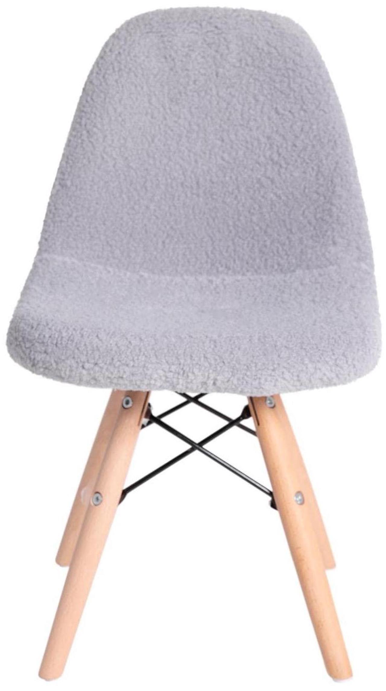 Alt view image 18 of 19 - Zula Kid's Modern Padded Armless Faux Sherpa Accent Chairs with Beechwood Legs in Gray