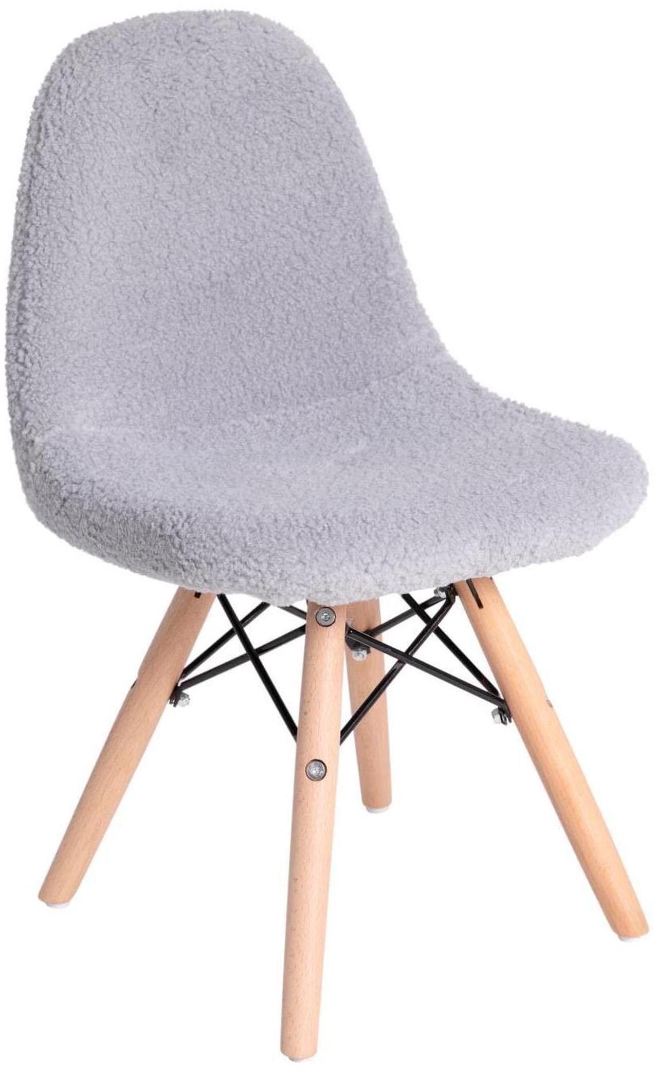 Alt view image 14 of 19 - Zula Kid's Modern Padded Armless Faux Sherpa Accent Chairs with Beechwood Legs in Gray