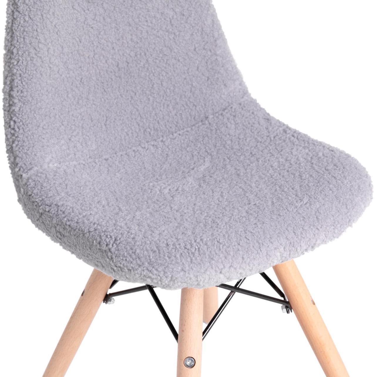 Alt view image 19 of 19 - Zula Kid's Modern Padded Armless Faux Sherpa Accent Chairs with Beechwood Legs in Gray