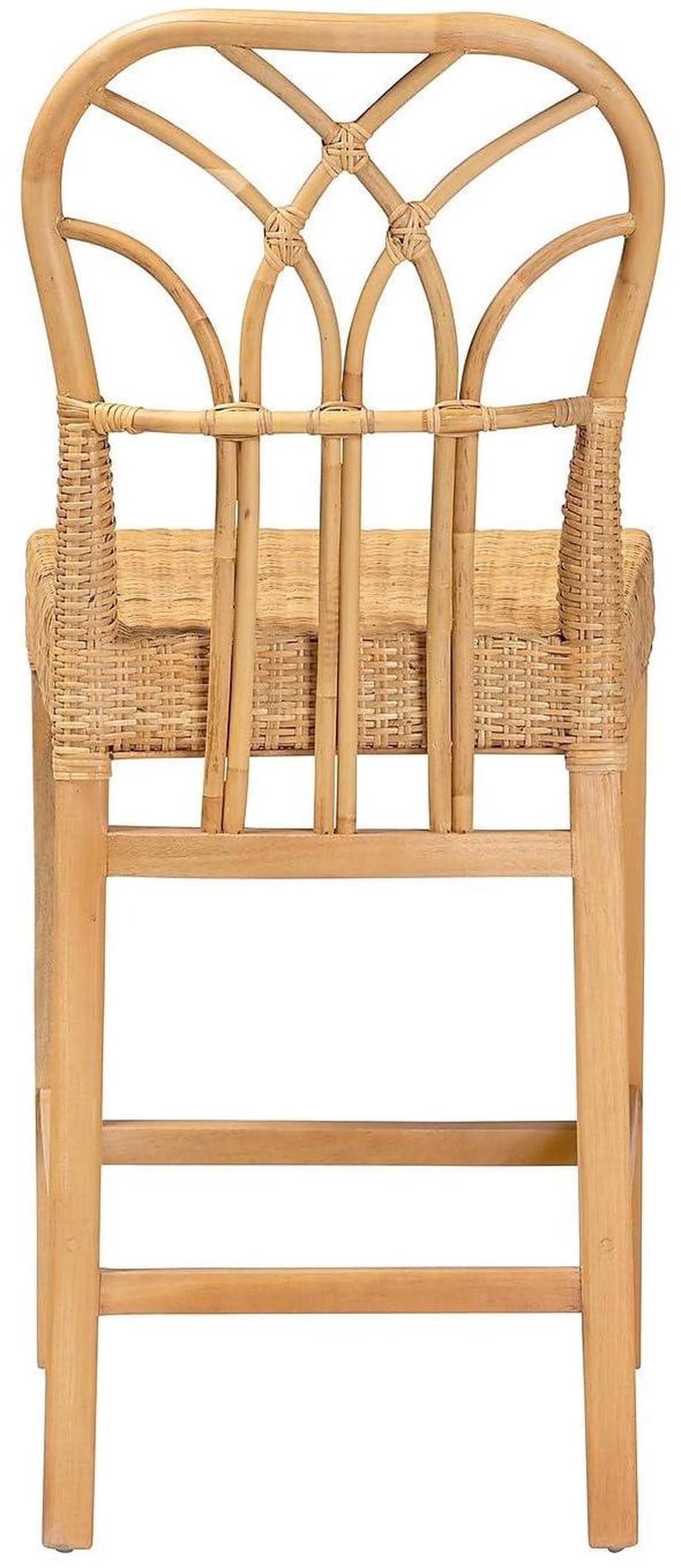 Alt view image 5 of 7 - Bali & pari Monaco Modern Bohemian Natural Rattan and Mahogany Wood Counter Stool