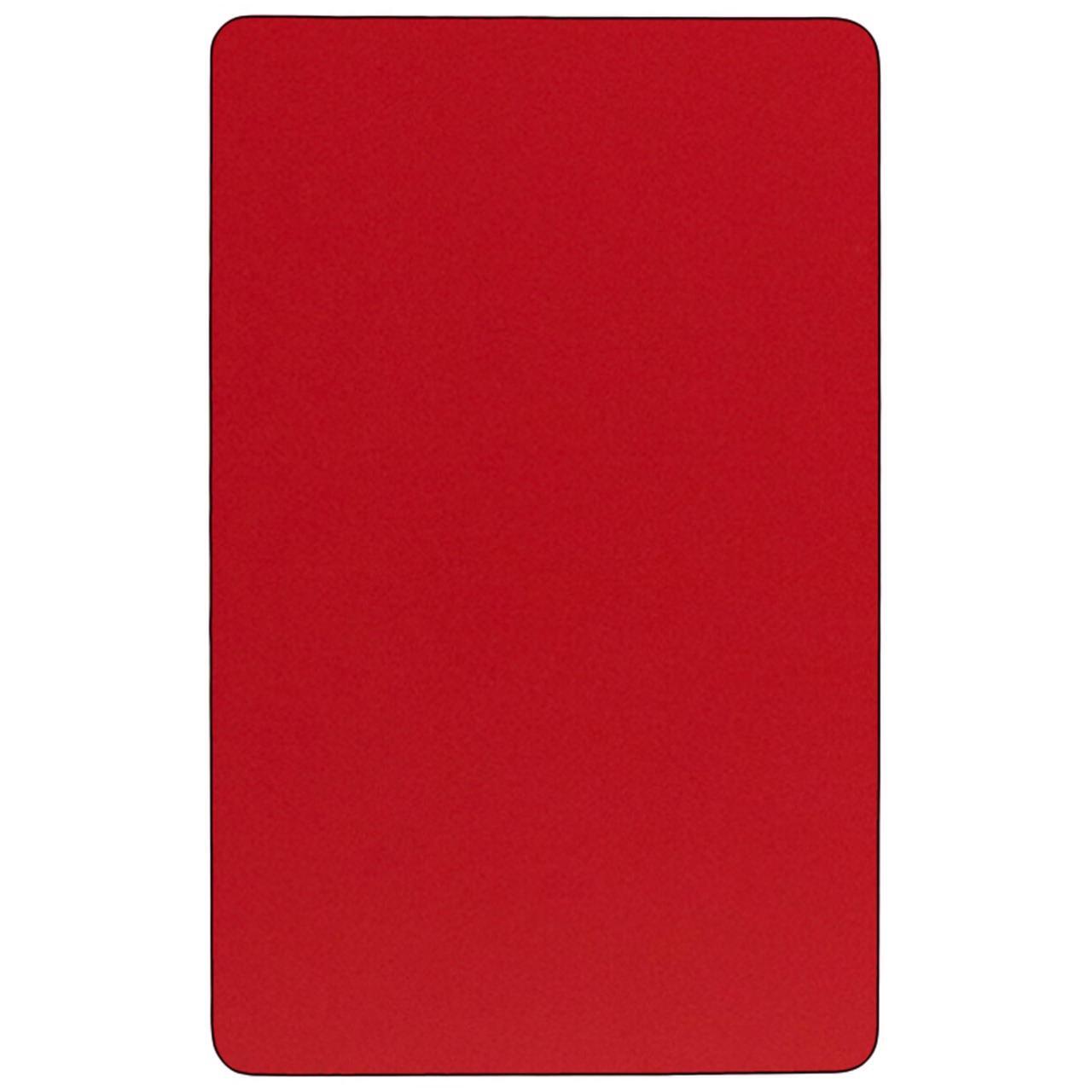Alt view image 8 of 8 - Flash Furniture Mobile 24 by 60-Inch Rectangular Activity Table with 1.25-Inch Thick High Pressure Red Laminate Top and Height Adjustable Pre-School Legs