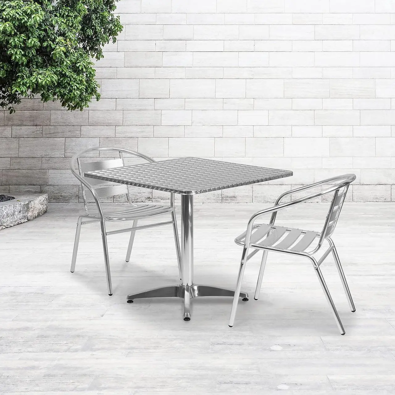 Alt view image 15 of 17 - 31.5'' Square Aluminum Indoor-Outdoor Table with Base