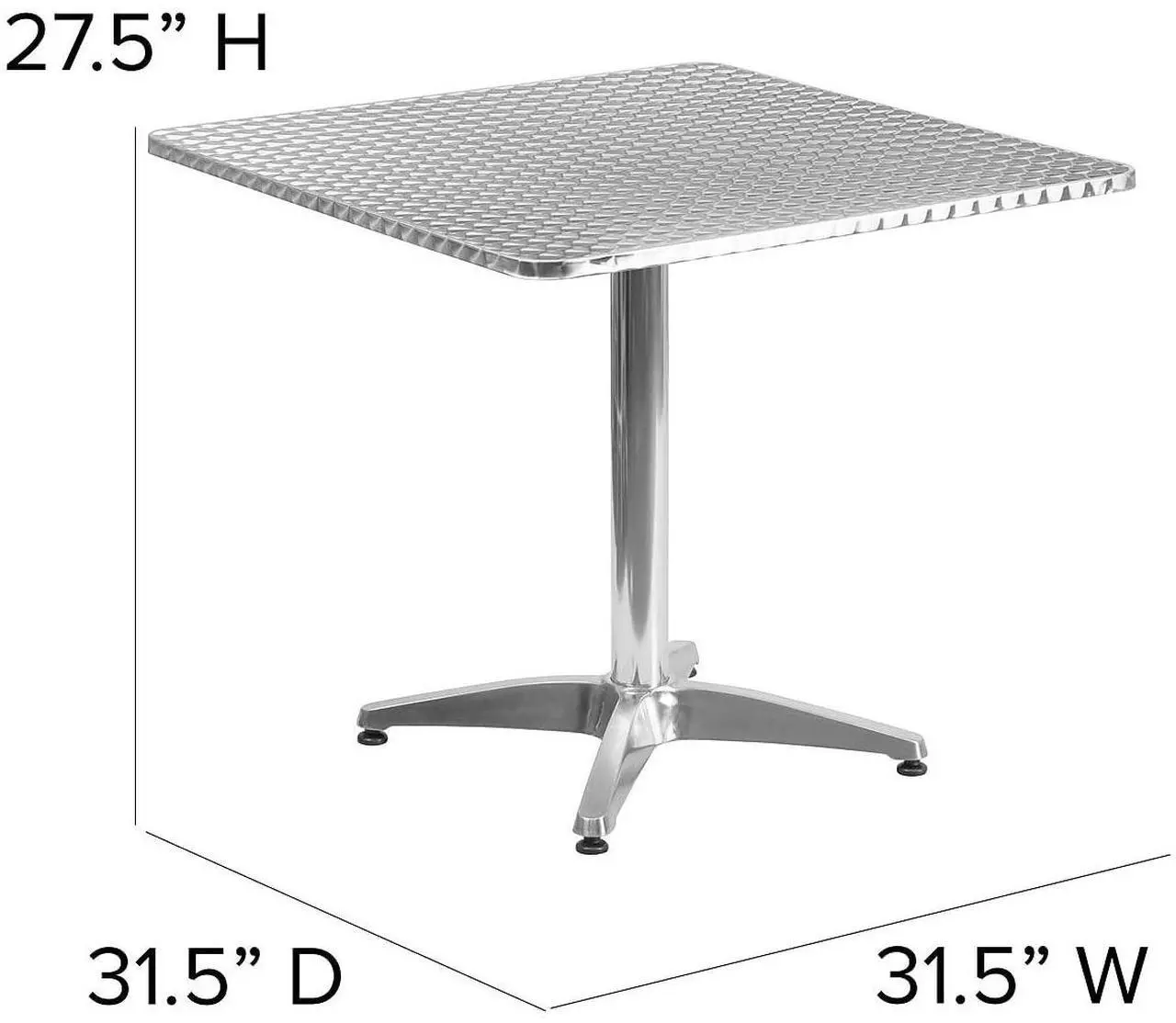 Alt view image 17 of 17 - 31.5'' Square Aluminum Indoor-Outdoor Table with Base