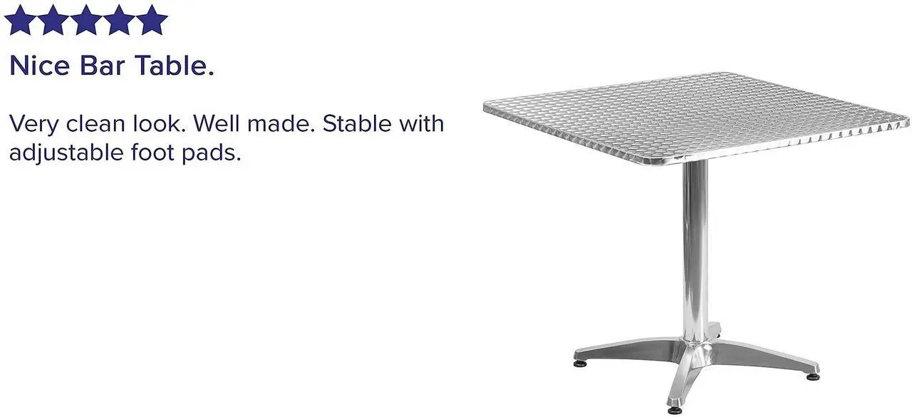 Alt view image 16 of 17 - 31.5'' Square Aluminum Indoor-Outdoor Table with Base