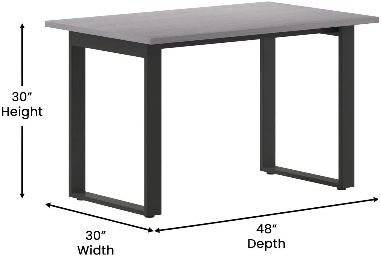 Alt view image 6 of 7 - Flash Furniture Redmond Conference Table with U-Frame Base, Commercial Water and Scratch Resistant Laminate Finish, PVC Edge, Heavy Duty Steel Frame, 48x30, Gray Oak