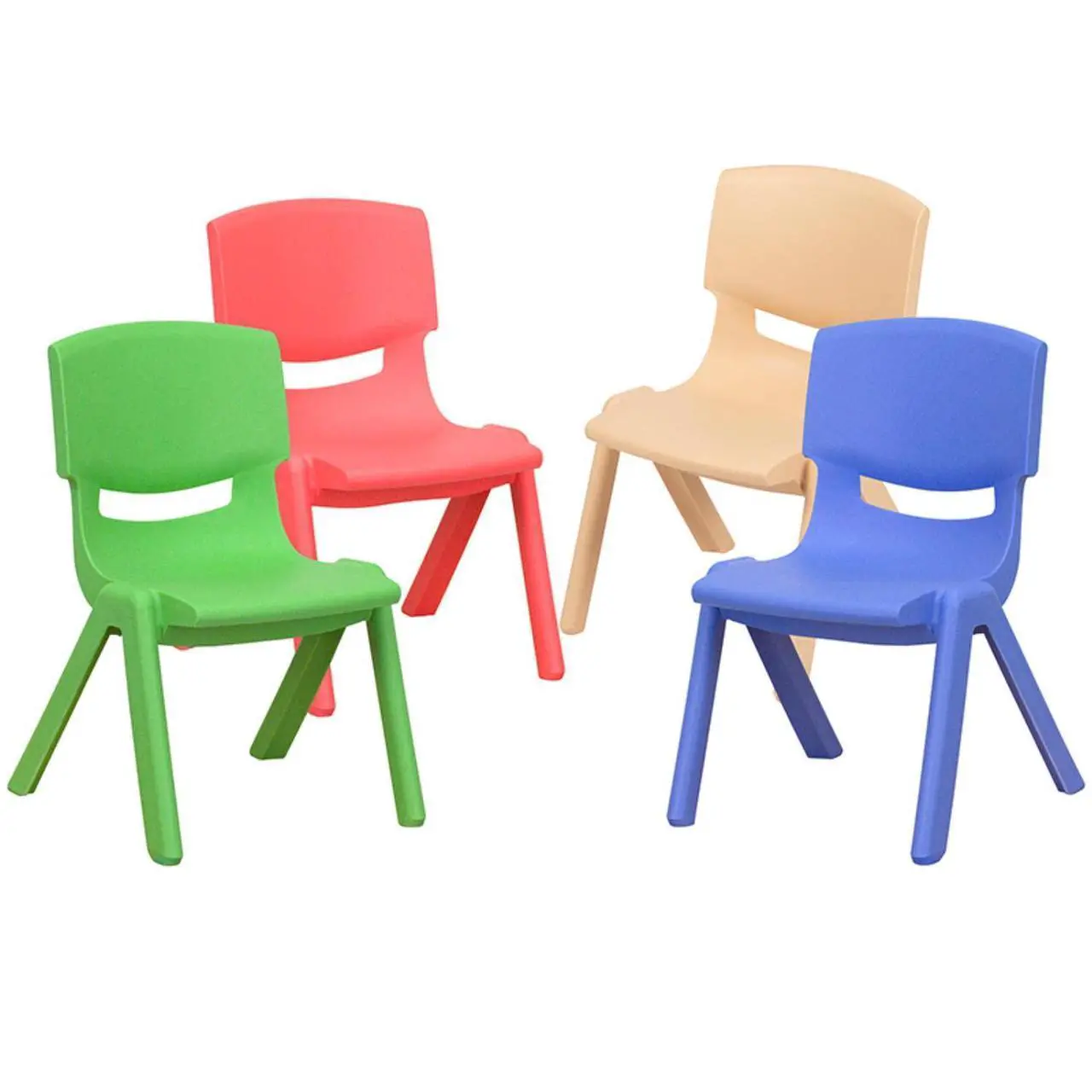 Alt view image 13 of 18 - 4 Pack Plastic Stackable School Chairs with 10.5" Seat Height, Assorted Colors