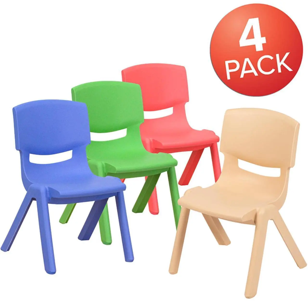 Alt view image 16 of 18 - 4 Pack Plastic Stackable School Chairs with 10.5" Seat Height, Assorted Colors