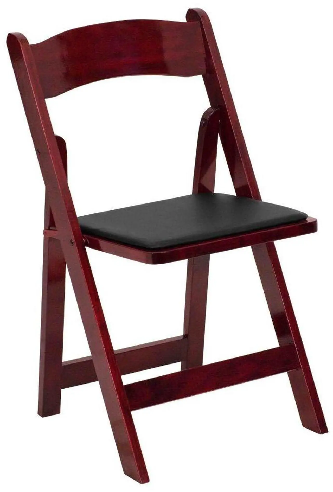 Alt view image 20 of 20 - 2 Pack HERCULES Series Mahogany Wood Folding Chair with Vinyl Padded Seat