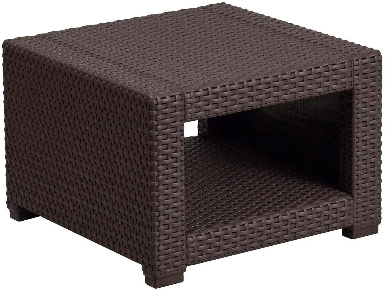 Alt view image 16 of 20 - Flash Furniture Seneca Faux Rattan End Table Chocolate Brown (DADSF1S)