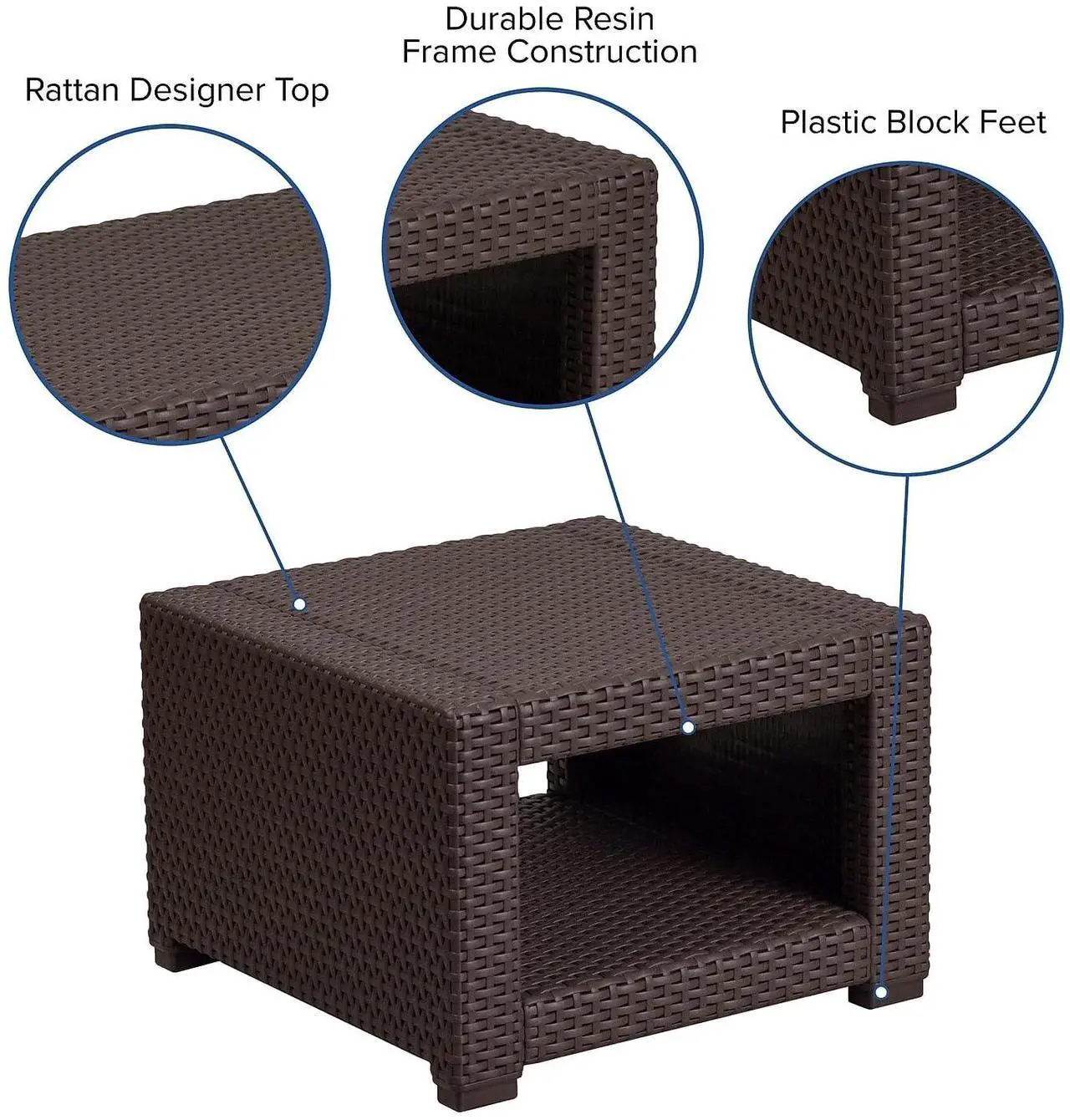 Alt view image 18 of 20 - Flash Furniture Seneca Faux Rattan End Table Chocolate Brown (DADSF1S)