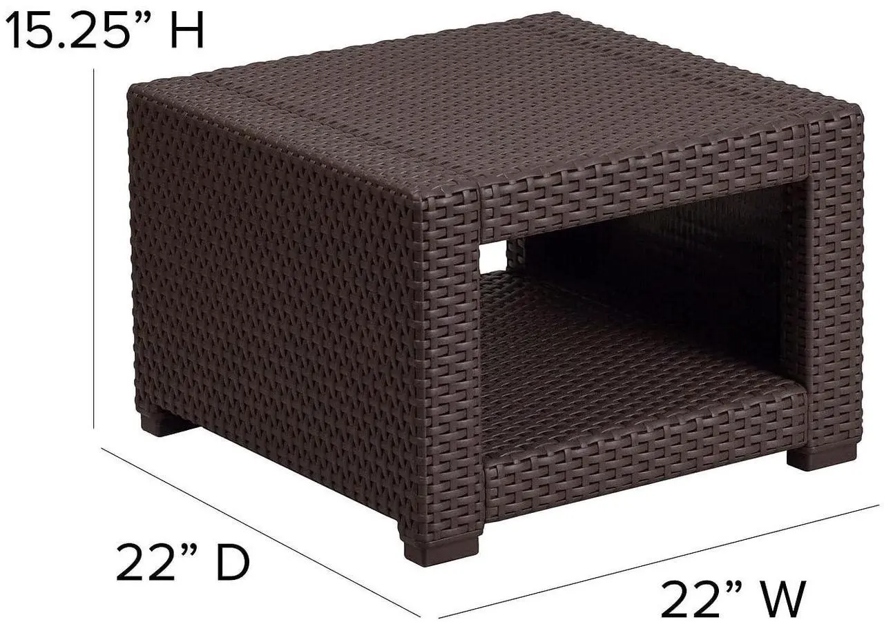 Alt view image 19 of 20 - Flash Furniture Seneca Faux Rattan End Table Chocolate Brown (DADSF1S)
