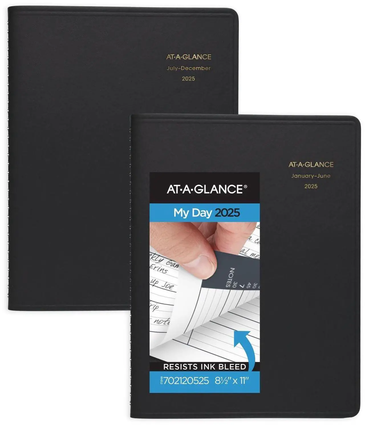 Main image of 2025 AT-A-GLANCE® 8-Person Daily Appointment Book, 2-Volume Set, 8-1/2" x 11", Black, January To December, 7021205