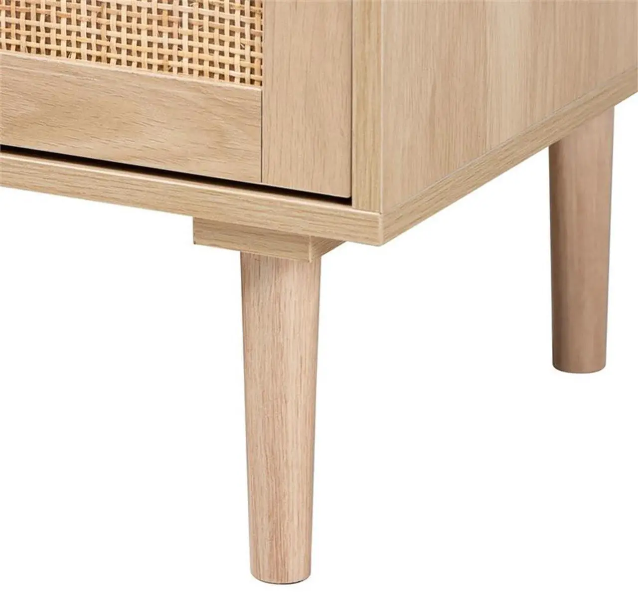 Alt view image 19 of 20 - Baxton Studio Harrison Mid-Century Modern Natural Brown Finished Wood and Natural Rattan 3-Drawer Sideboard