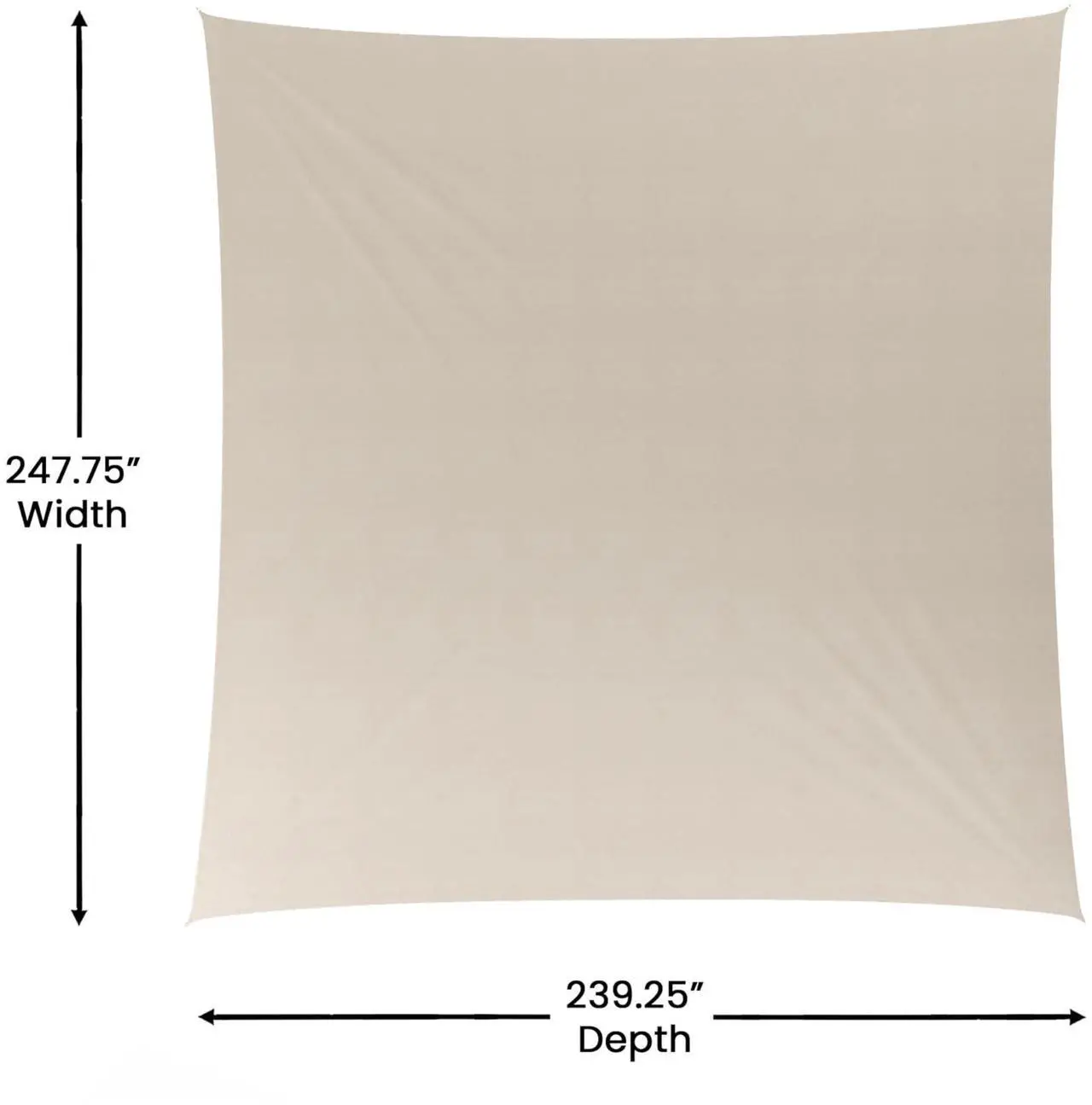Alt view image 5 of 7 - Flash Furniture Palmetto Rectangle Sun Sail Canopy, Recycled HDPE with Reinforced Edges, Stainless Steel D Rings, Included 5 FT Nylon Attachment Ropes, 20 FT, Sand