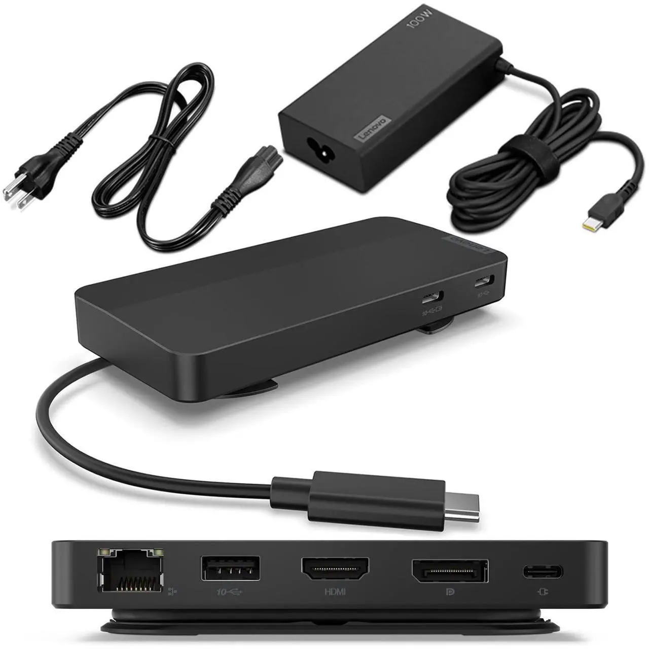 Alt view image 18 of 20 - Lenovo USB-C Dual Display Travel Dock with Adapter