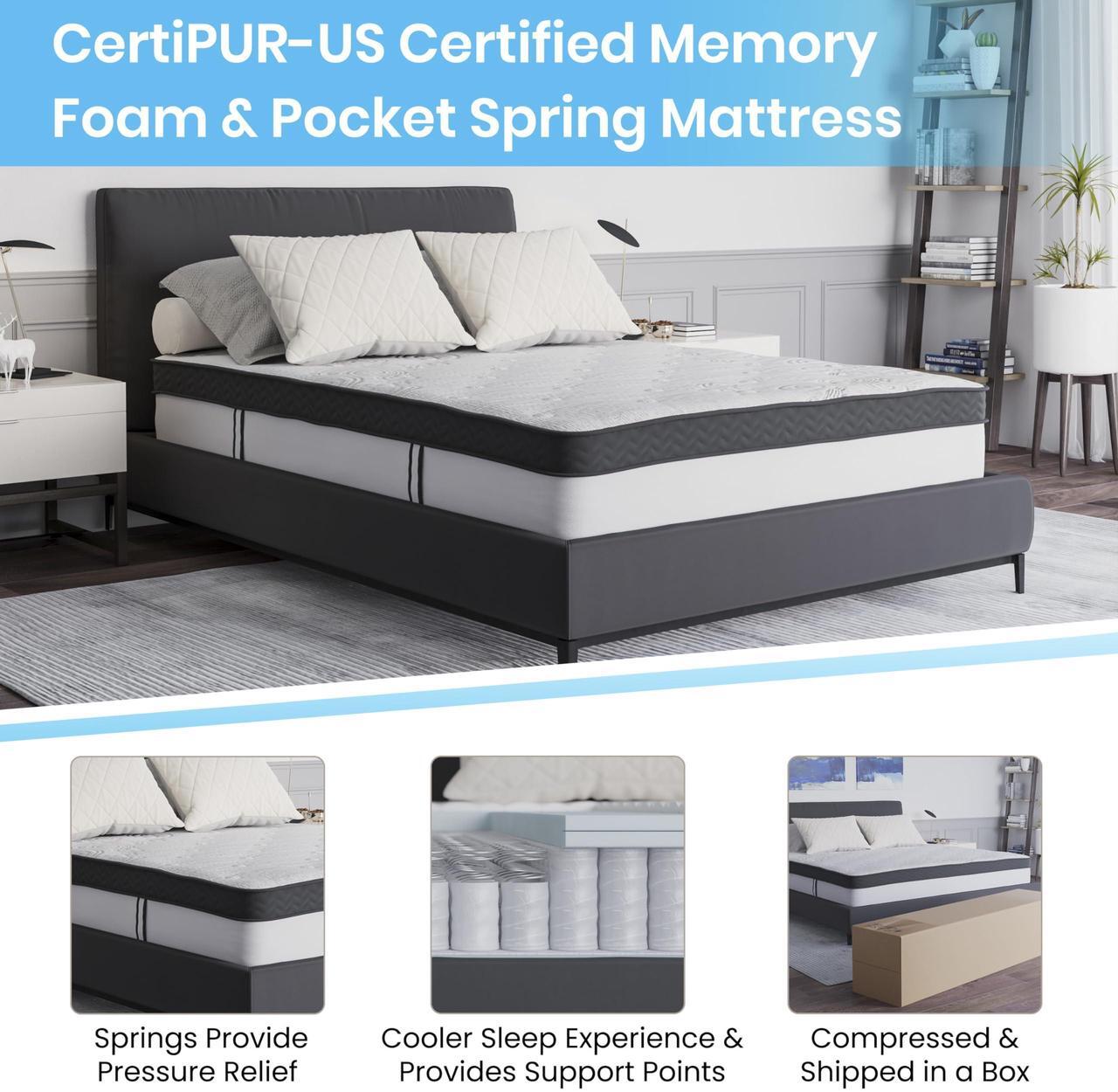 Alt view image 10 of 14 - Capri Comfortable Sleep 12 Inch CertiPUR-US Certified Memory Foam & Pocket Spring Mattress, Full Mattress in a Box