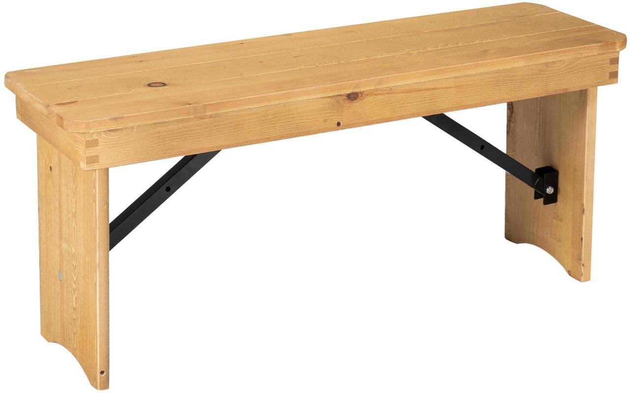 Alt view image 2 of 7 - Flash Furniture HERCULES 40" x 12" Folding Farm Bench, Solid Pine Entryway Bench in Light Natural