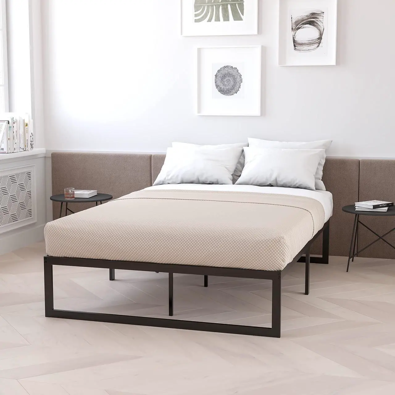 Alt view image 20 of 20 - 14 Inch Metal Platform Bed Frame with 10 Inch Pocket Spring Mattress in a Box (No Box Spring Required) - King