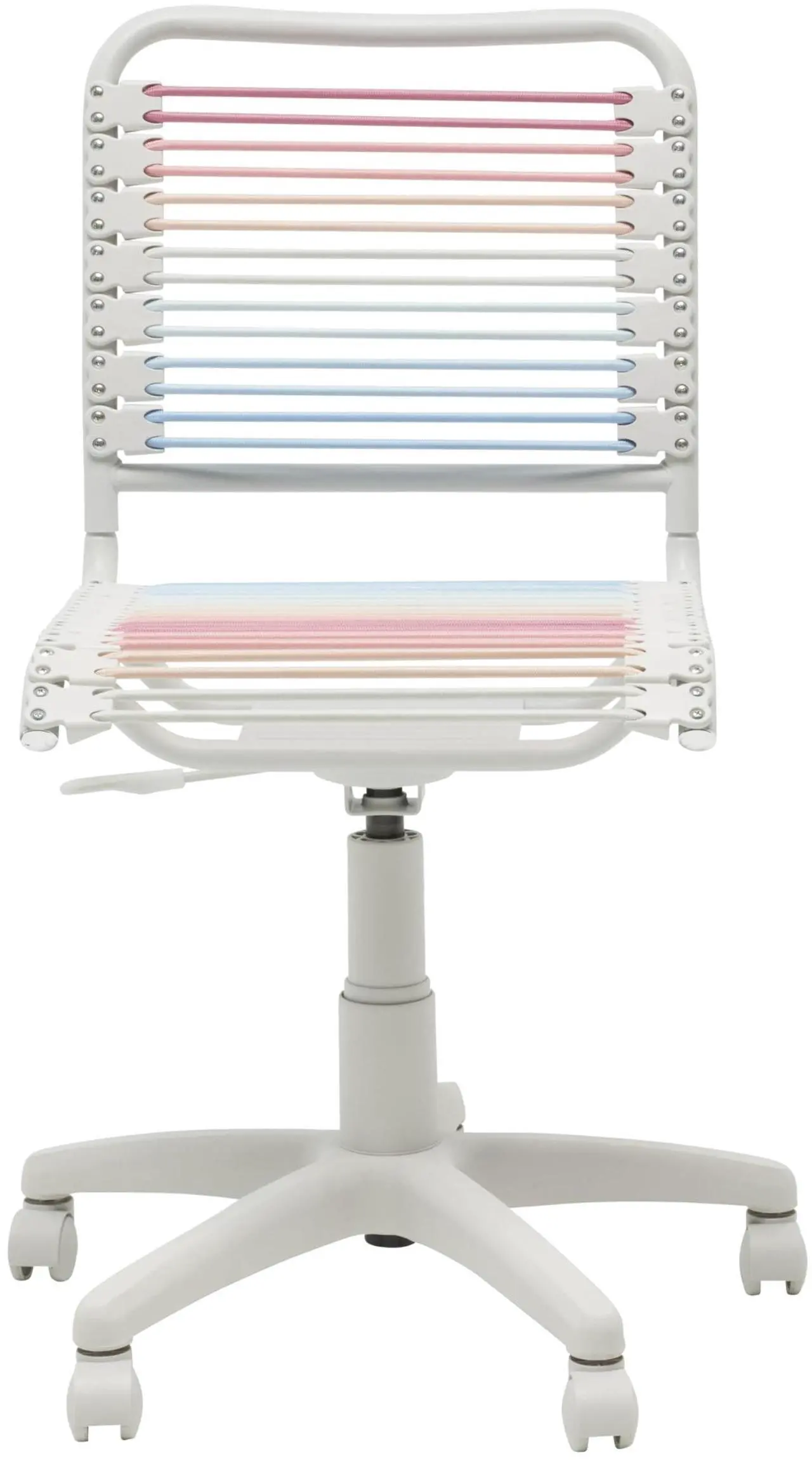 Alt view image 2 of 7 - EURO STYLE Bungie Round Low Back Office Chair in Blush/Blue Ombre with White Frame and Base, Non-Tilt, 360° Swivel, Adjustable Height, Suitable for Home and Business