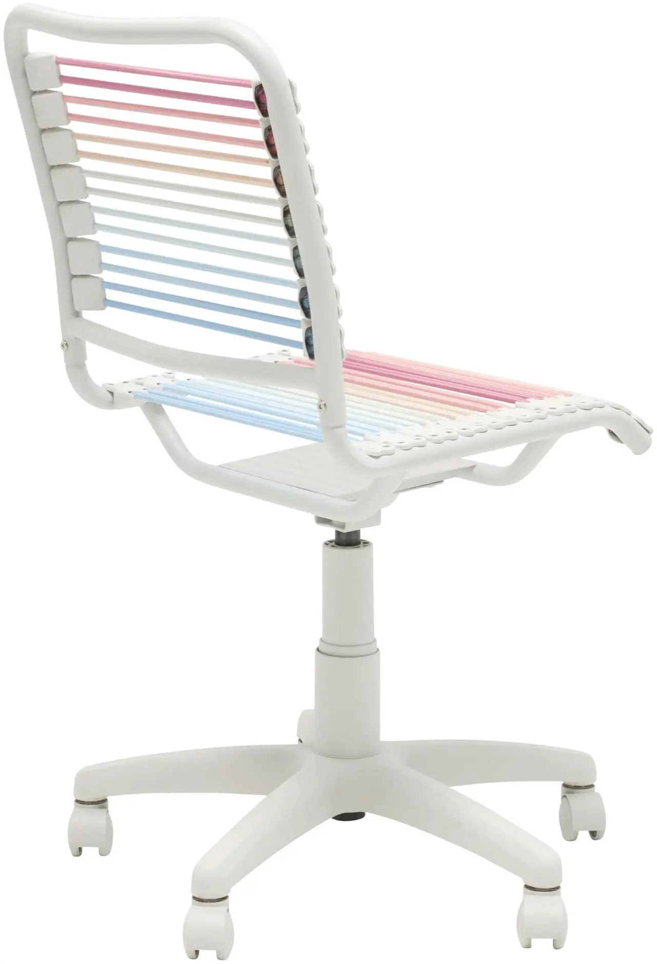 Alt view image 5 of 7 - EURO STYLE Bungie Round Low Back Office Chair in Blush/Blue Ombre with White Frame and Base, Non-Tilt, 360° Swivel, Adjustable Height, Suitable for Home and Business