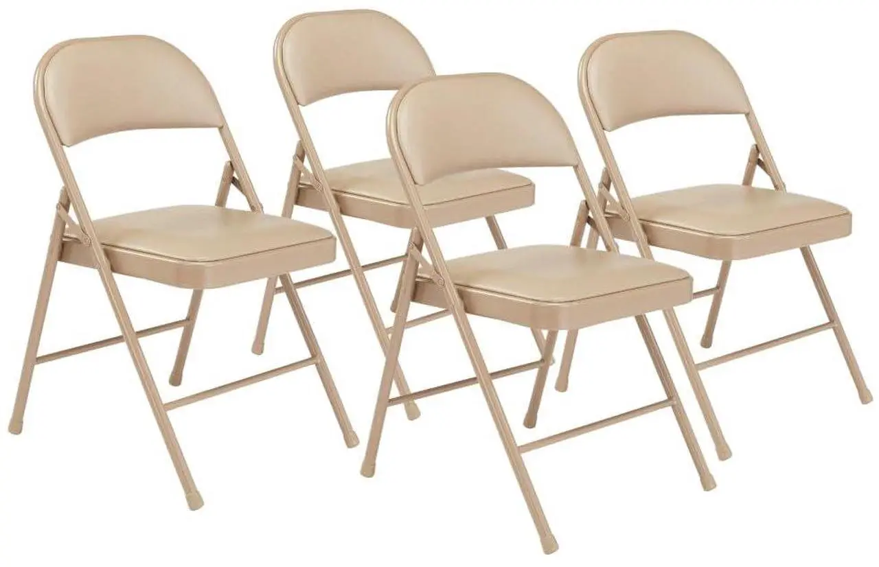 Alt view image 9 of 11 - National Public Seating Commercialine Vinyl Padded Steel Folding Chair, Beige (Pack of 4)