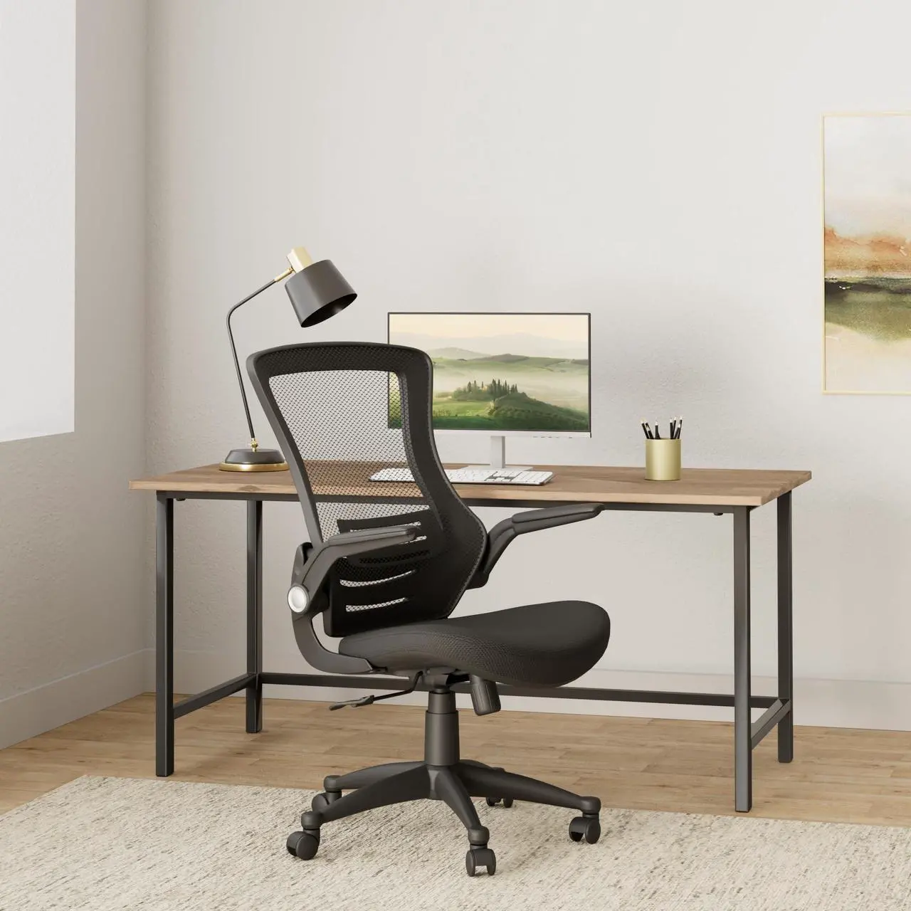 Alt view image 7 of 11 - Office Star  EM60926P3M Screen Back Manager Chair with Mesh Seat - Black/Silver