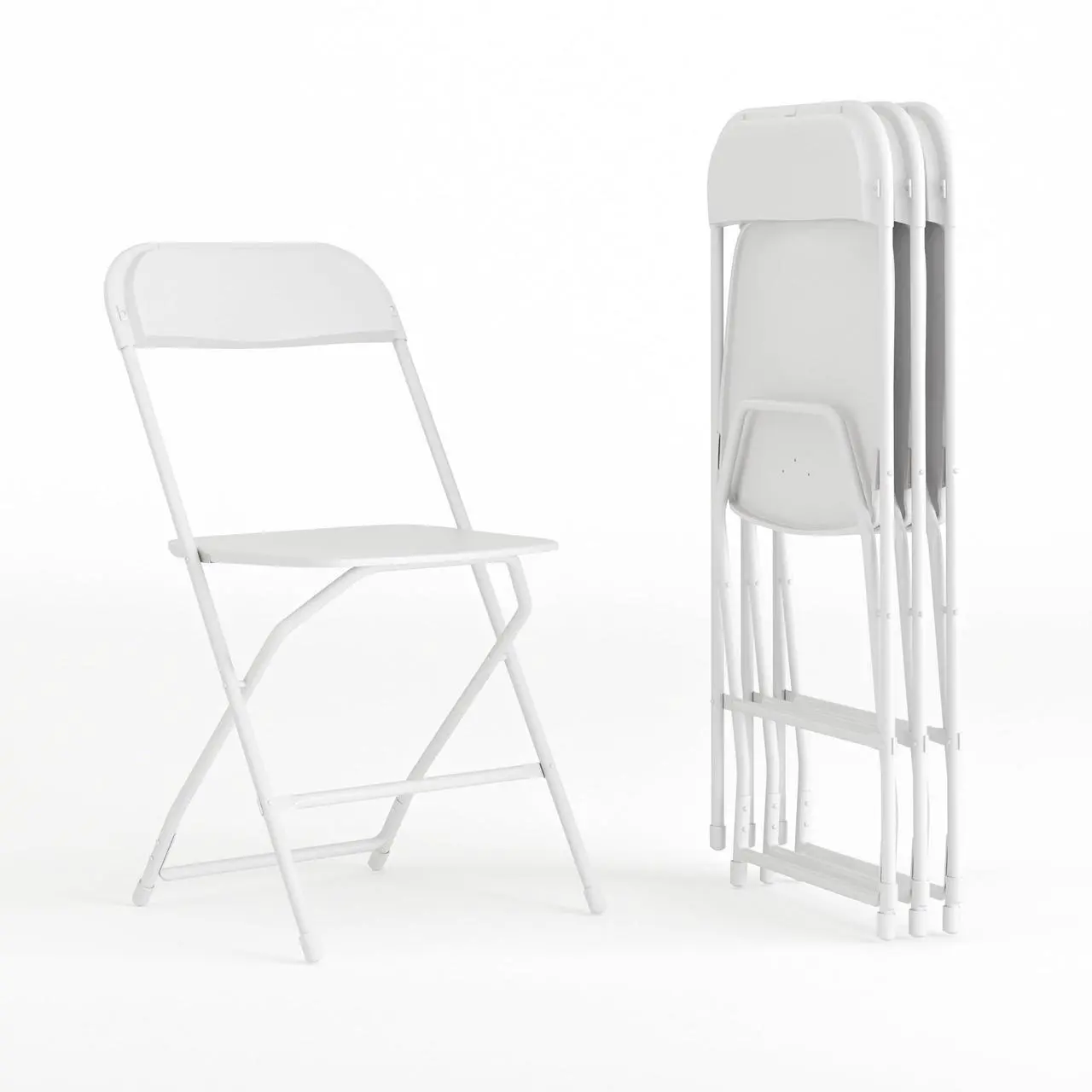 Alt view image 2 of 7 - Flash Furniture Hercules Series Plastic Folding Chair - White - 4 Pack 650LB Weight Capacity Comfortable Event Chair-Lightweight Folding Chair