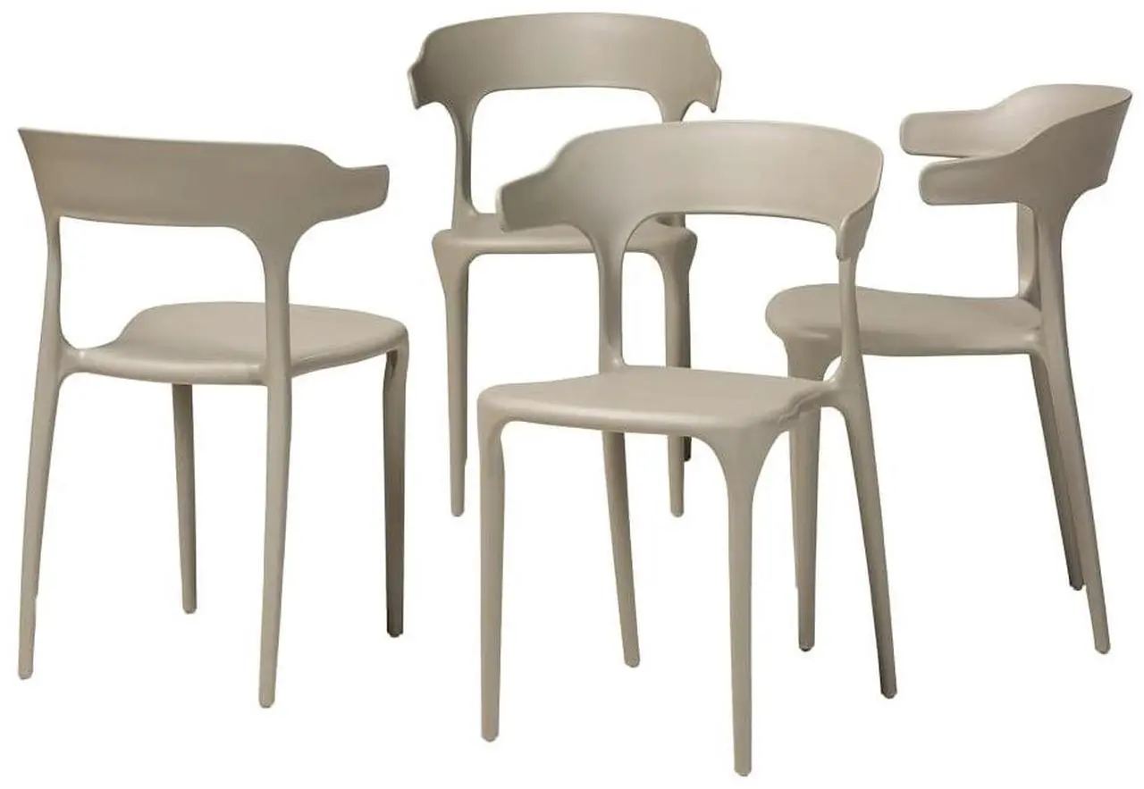 Alt view image 8 of 14 - BAXTON STUDIO 193-4PC-12026-ZORO Gould Modern Transtional Beige Plastic Dining