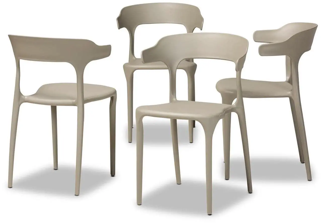 Alt view image 9 of 14 - BAXTON STUDIO 193-4PC-12026-ZORO Gould Modern Transtional Beige Plastic Dining