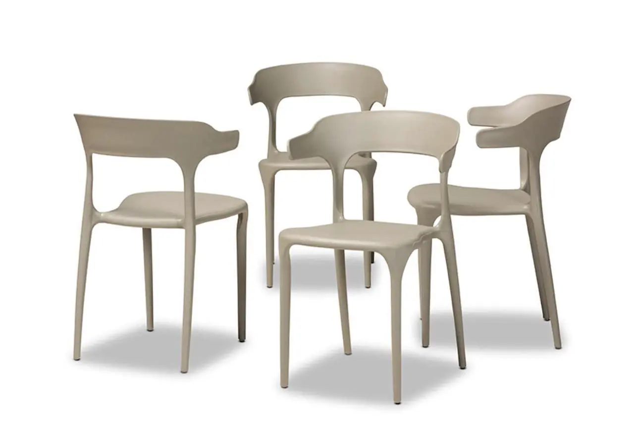 Alt view image 11 of 14 - BAXTON STUDIO 193-4PC-12026-ZORO Gould Modern Transtional Beige Plastic Dining