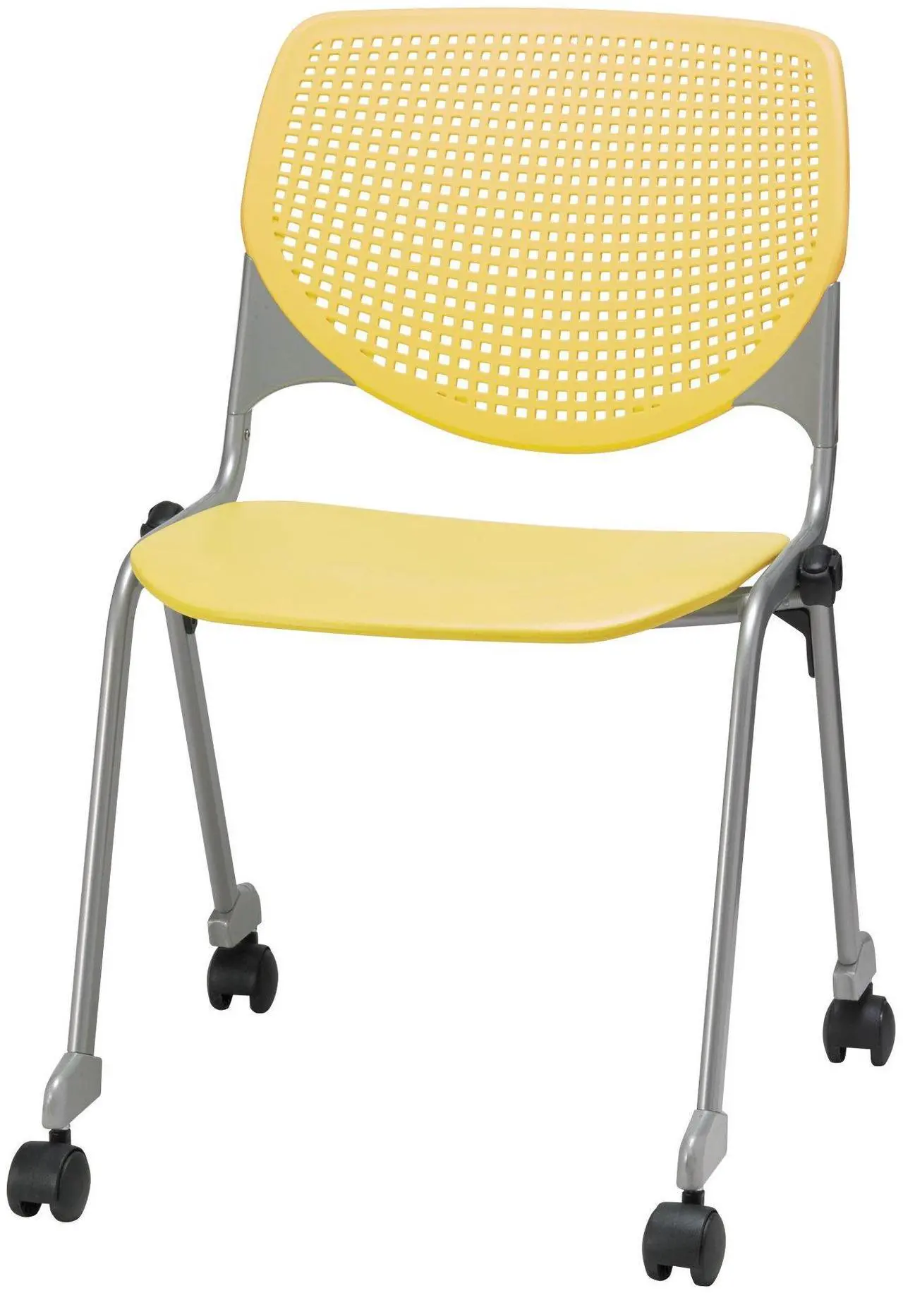 Alt view image 2 of 2 - KFI Seating Poly Stack Chair with Casters and Perforated Yellow